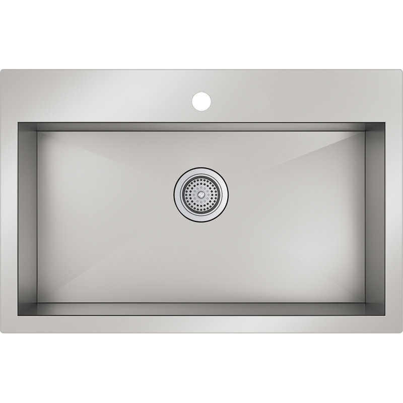 Évier de cuisine à simple cuve avec trou pour robinet Vault, 1 trou