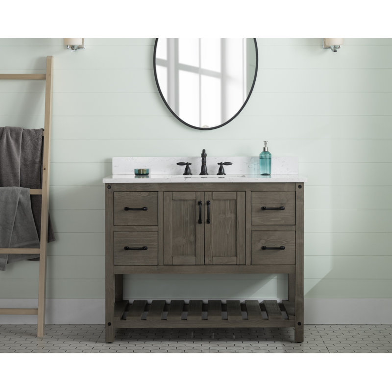 Ensemble de meuble-lavabo simple 42 po Radstock, Gris antique, Blanc de Carrare