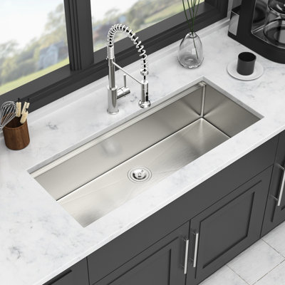 45X19 Inch Single Bowl Undermount Kitchen Sink In 16 Gauge Stainless Steel, Workstation With Track For Accessories Adaptation, X - Shaped Water Guide Drain Optimization, R10 Rounded Corner Space