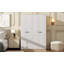Garde-robe 4 portes avec tiroirs, tablette et tringle, blanc