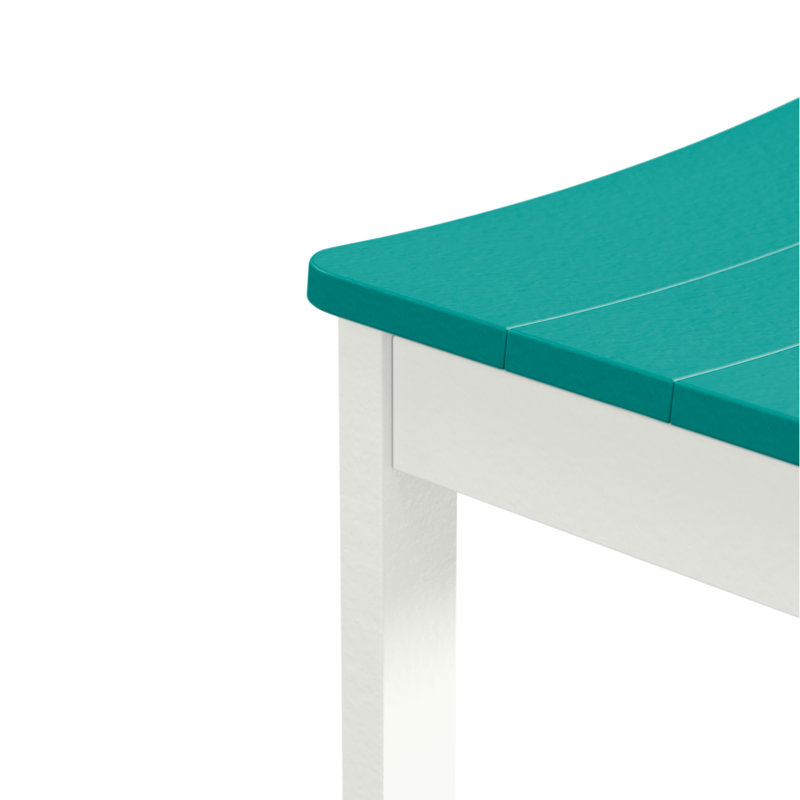 Tabouret de bar sans dossier Shoreline, Blanc / bleu verre de mer