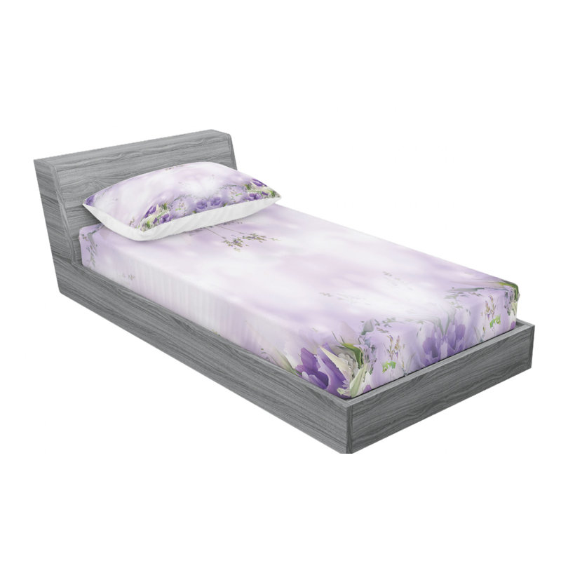 Microfiber Floral Sheet Set, Twin XL Sheet Set with Fitted Sheet