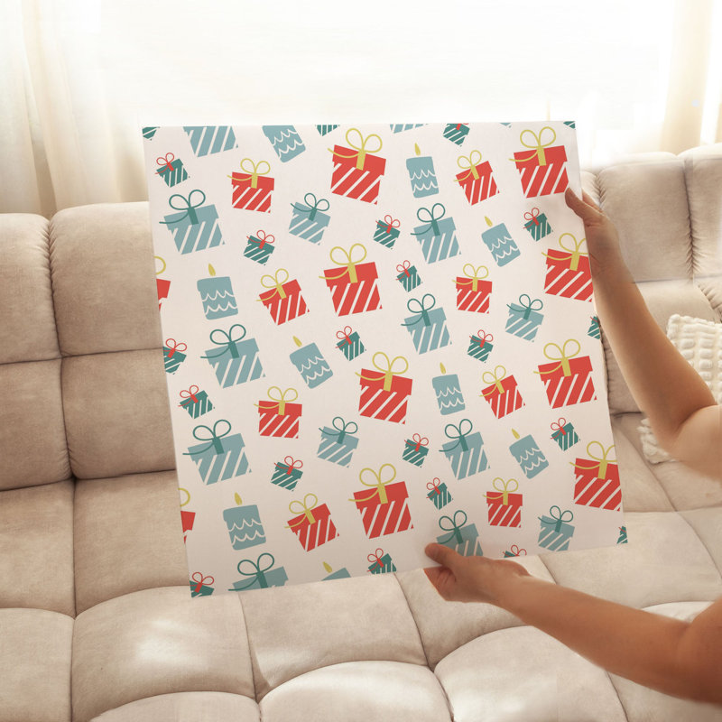 «Holiday Christmas Presents Pattern I», reproduction d'art moderne sans cadre, H 28 po x l 28 po