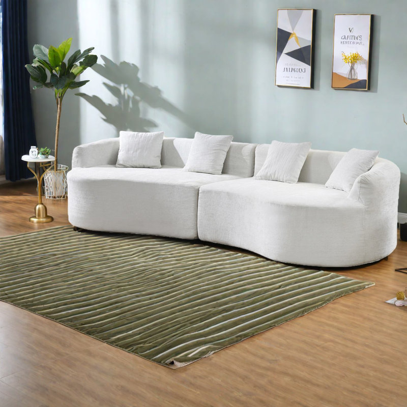 Elegant Chenille Curved Sofa, High-density Foam, Modern Living Room Couch