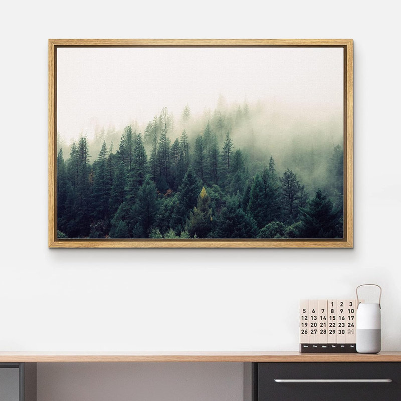 Pin vert forêt brumeux au soleil, H 24 po x l 36 po x P 1,5 po, Cadre naturel