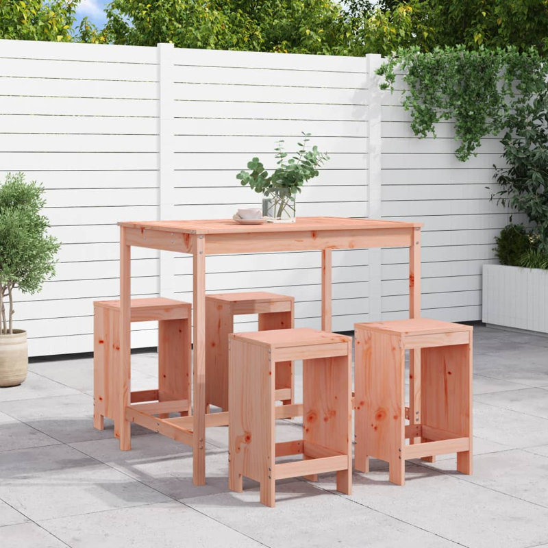 Ayano Brayden Studio Bar Set with Wood Frame and Solid Wood Outer Material, Pink