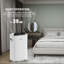 86 pt. 4500 pieds carrés Déshumidificateur portable en blanc, avec boyau et roulettes, seau latéral visible