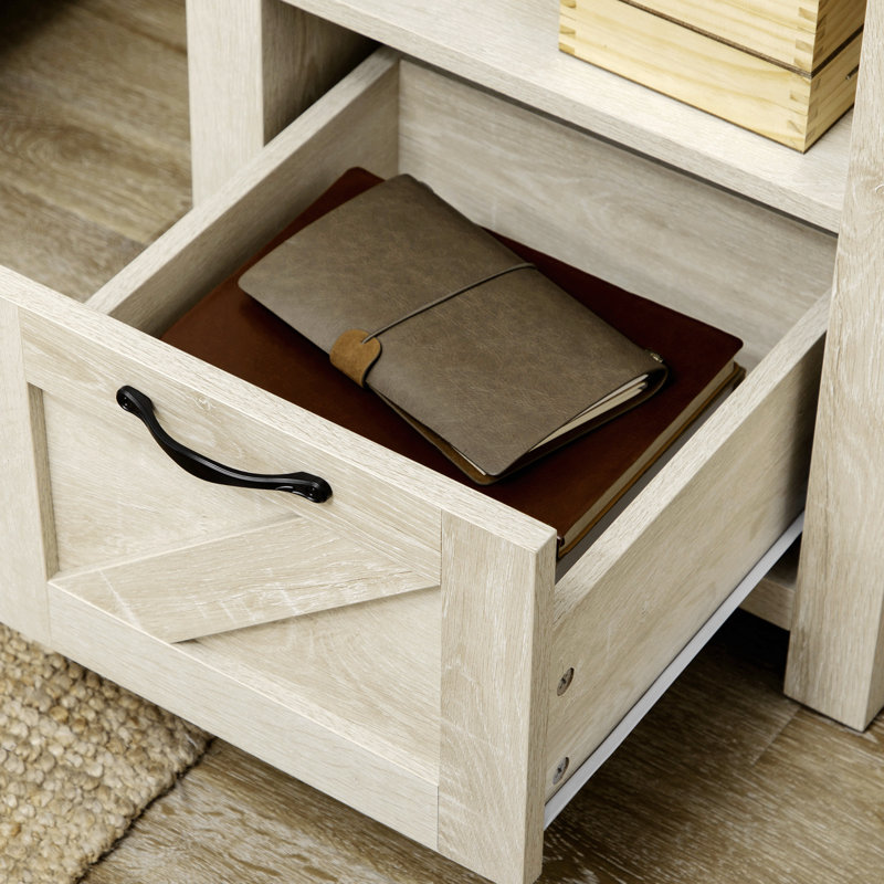 HOMCOM Farmhouse End Table, Rustic Side Cabinet With Storage, Small Side Table With Drawer, Wood Effect Tabletop For Living Room, Oak
