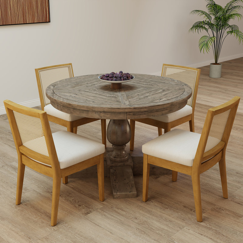 3-Piece Dining Set Mid-Century Modern Wooden Table & Upholstered Chair Set For Home, Kitchen, Dining Room, Coffee