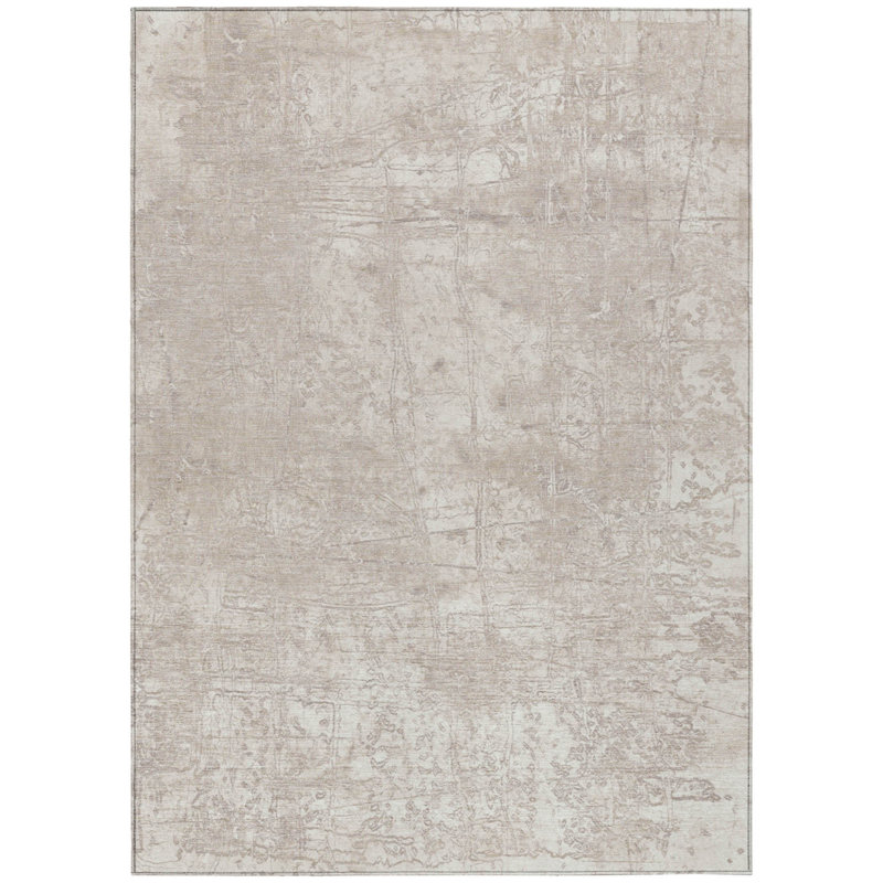 10' X 14' Ivory Abstract Washable Non Skid Indoor Outdoor Area Rug, Rectangle 3' x 5' 