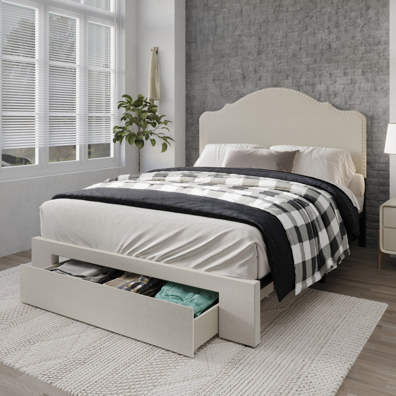 Jabrien Upholstered Panel Storage Bed, Dove Gray, King