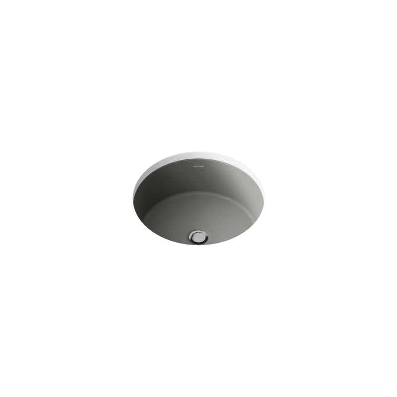 Verticyl Ceramic Vitreous China Circular Undermount Bathroom Sink with Overflow, Thunder Gray