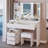 41" Vanity Table With LED Mirror And Storage For Large Space-1259386157