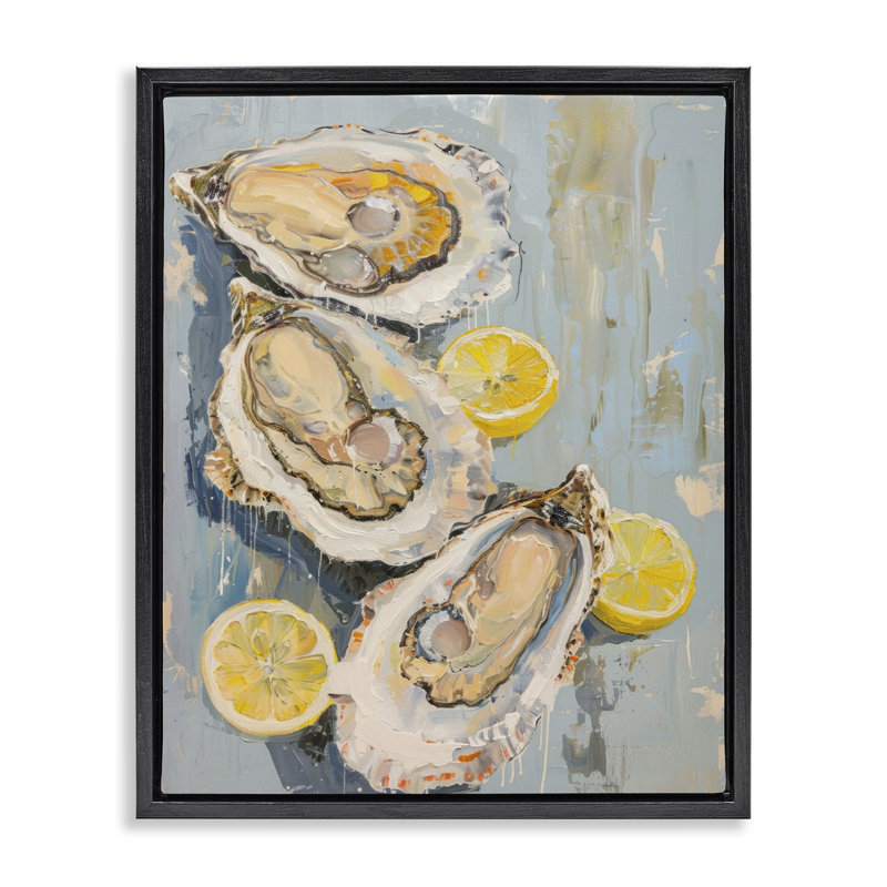  Oysters & Lemon Slices Canvas Wall Art by LSR Design Studio, Cadre flottant noir de jais, H 21 po x l 17 po