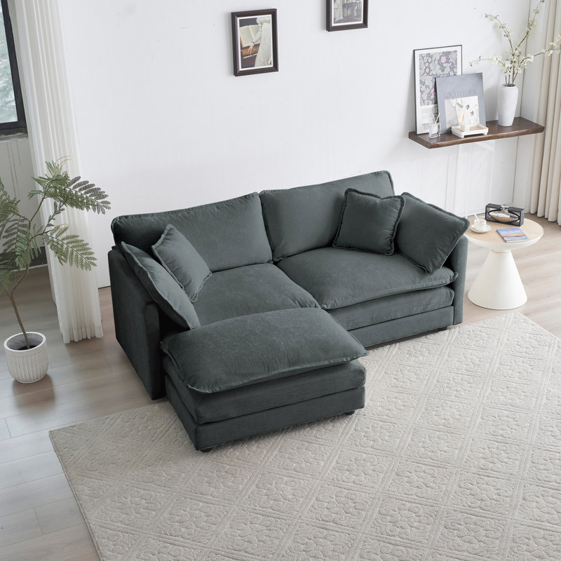 Causeuse, canapé deux places avec repose-pieds pour petit espace de vie, canapé moderne pour la maison