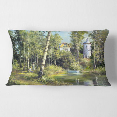 Housse et insert de coussin rectangulaire The Wood River on a Decline by the Castle