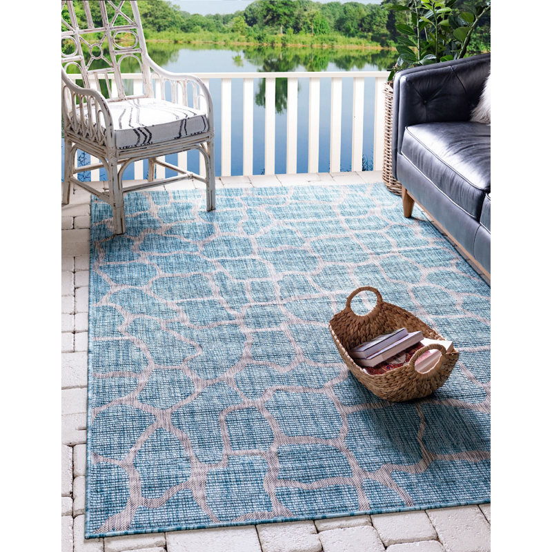 Tapis d'extérieur joyeux de couleur calme, Rectangle de 5 pi x 8 pi