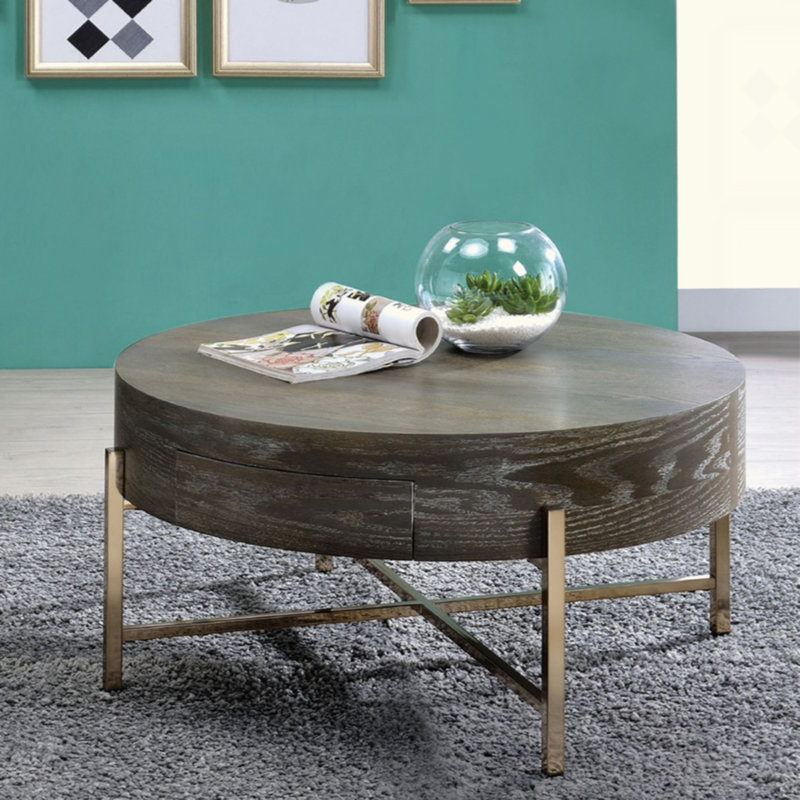 Table basse à tambour avec 1 tiroir
