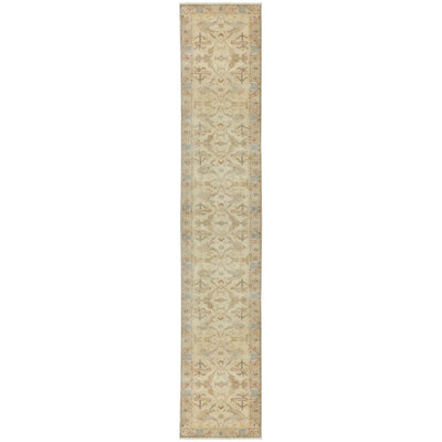 Tapis beige / gris de haute qualité noué à la main