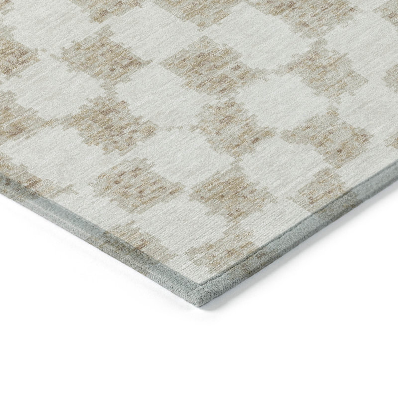 Machine Washable Indoor/Outdoor Xhevrie Beige Rug, Rectangle 1'8" x 2'6"