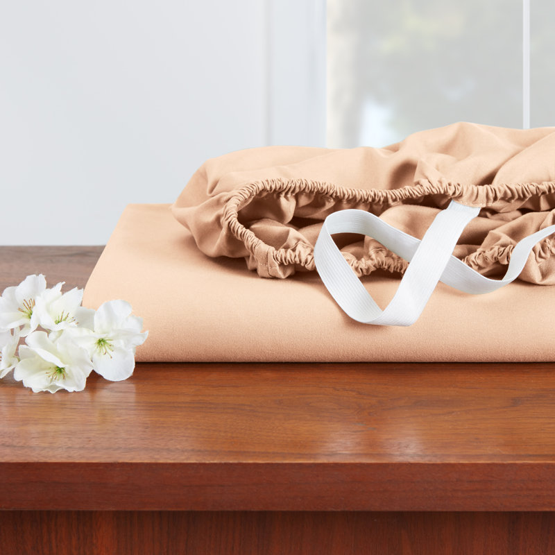 Microfiber Sheet Set, Split King Sheet Set with 2 Pillowcases, Pale Blush