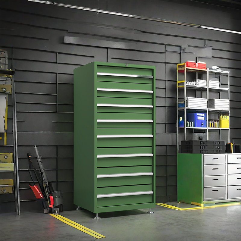 Green Drawer Tool Cabinet 23.6'' W Steel Middle Chest