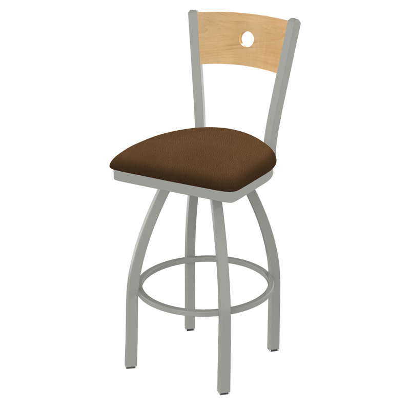 830 Voltaire Swivel Bar & Counter Stool, Natural Maple, Rein Thatch Vinyl / Anodized Nickel Frame
