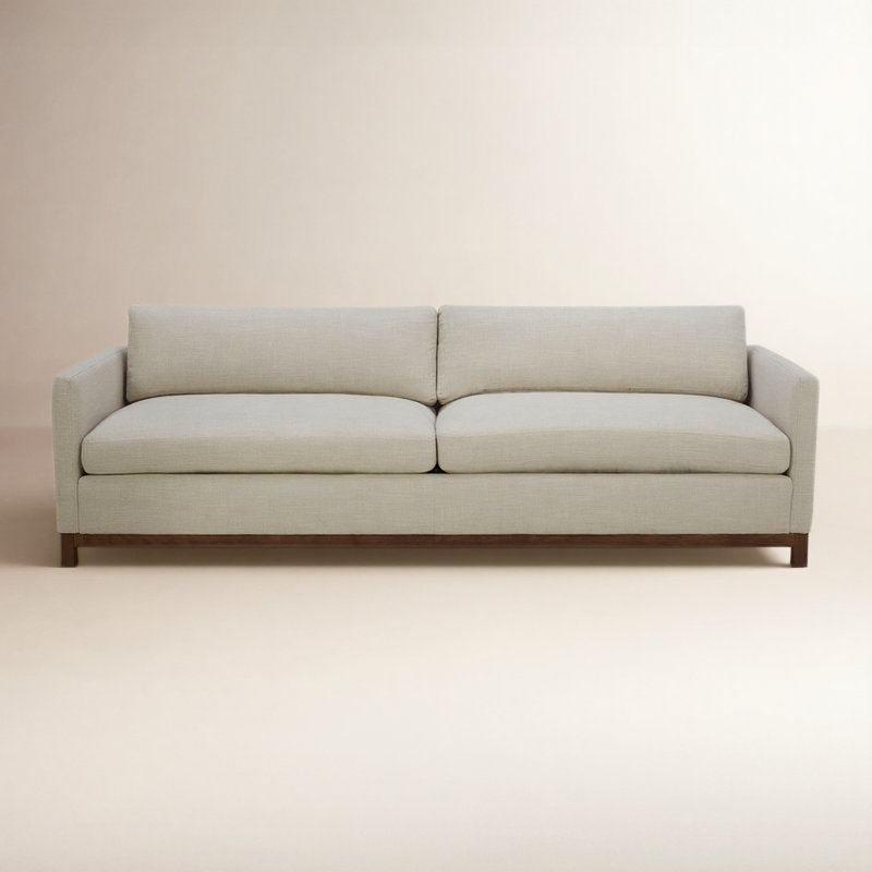 Liz Upholstered Sofa, Effie Linen Performance Linen, Dark Brown, 32.28"H x 101.97"W x 39.37"D