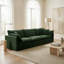 Canapé modulaire rembourré 3 places en chenille vert avec accoudoirs et coussins décoratifs pour le salon