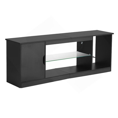 Meuble télé avec tablette en verre, rangement réglable et éclairage multimode pour téléviseur de 65 po ou moins