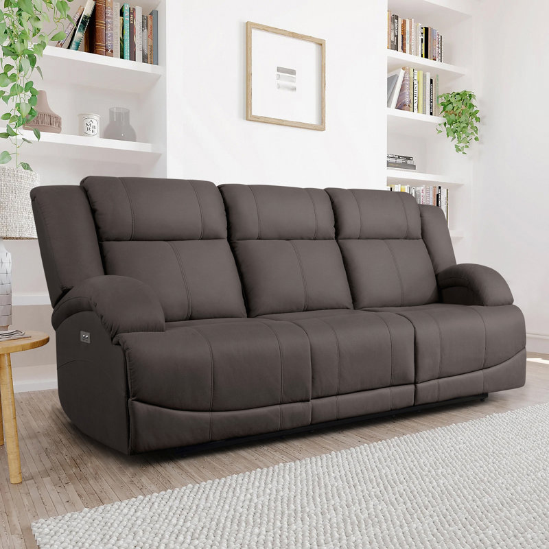 Canapé inclinable double en microfibre Herriman, Microfibre chocolat, Courant