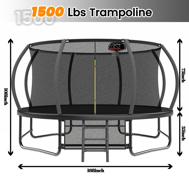 Trampoline Extérieur Soontrans 366 Cm - Sécurité Renforcée, Filet 360°, échelle, Cadre Acier Galvanisé, Capacité 150 Kg