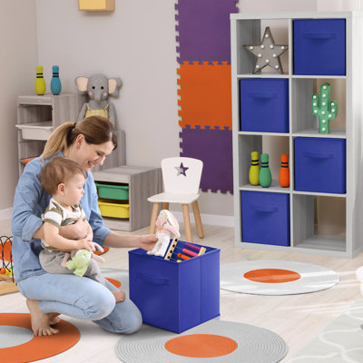 Cubes de rangement en tissu Sorbus - 6 bacs de rangement pliables, 13 pouces - multicolore - bleu sarcelle