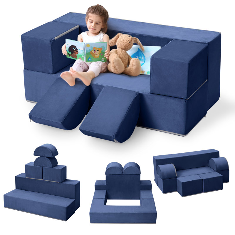 6 pièces, canapé modulaire pour tout-petits, canapé convertible pour enfants, canapé modulaire pour enfants, Bleu très foncé