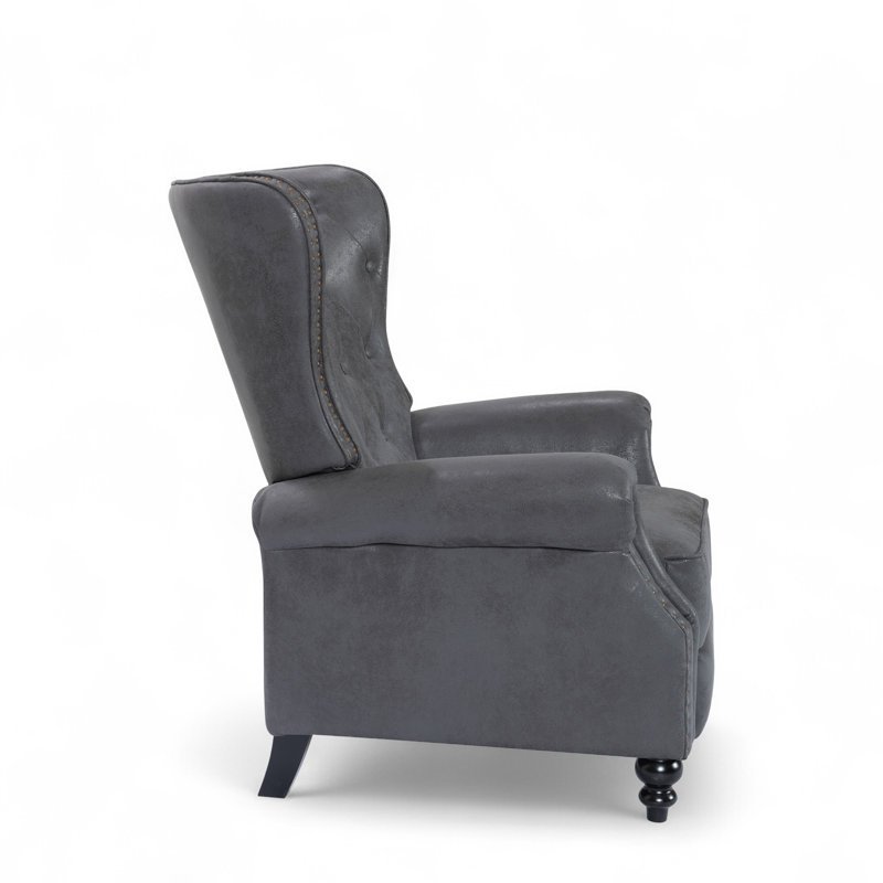Buttoned Carmona Wingback Recliner Chair, Grey