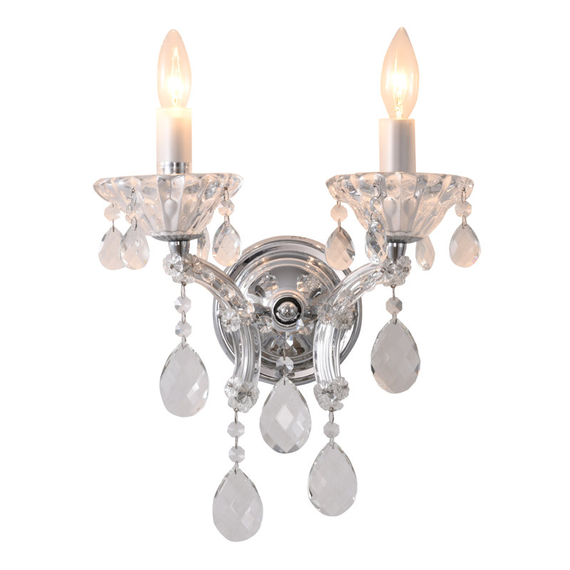 Senaida Transitional 2 Light Crystal Wall Sconce , Clear