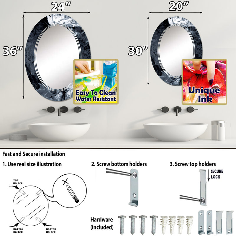 Miroir de salle de bain sans cadre, 30 po x 20 po