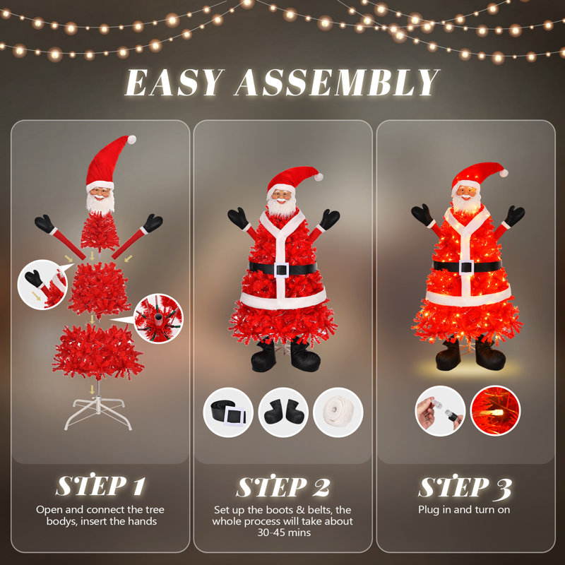 6 Ft Red Pre-Lit Pine Christmas Tree With 250 Lights