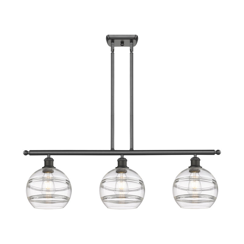 Chartoff 3 - Light Kitchen Island Pendant, Clear, Oil Rubbed Bronze