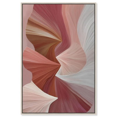 Blush Ribbons III Canvas Print Boho Gold Wall Decor by Art Remedy, Silver Frame, 30 x 45