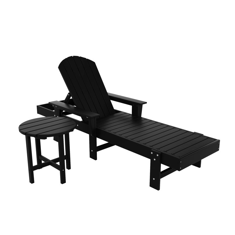 Chaise longue inclinable longue Altura 77,6 po, Noir
