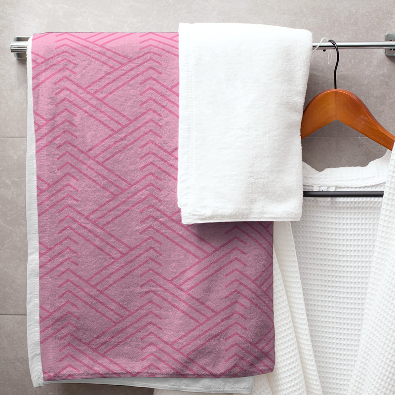 Serviette de bain zigzag classique, Rose / rose foncé