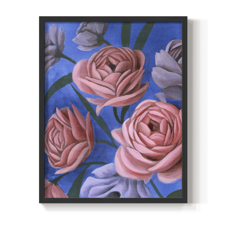 «Layered Petals I», reproduction encadrée - bois massif, H 20 po x l 16 po, Noir