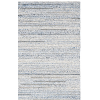 Tapis bleu en laine et en coton tissé à la main Natura 461
