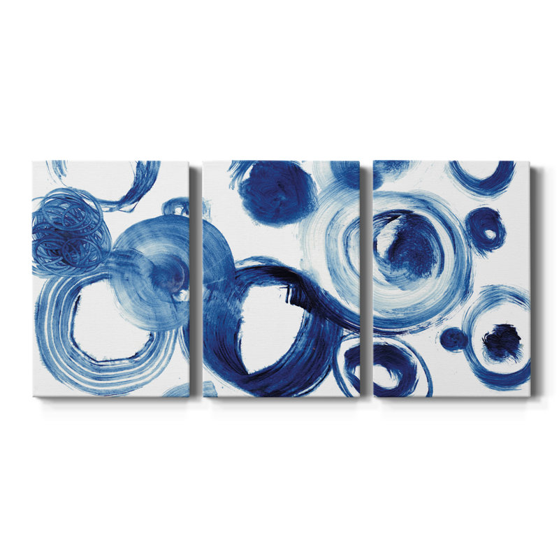 Blue Circle Study IV - Toile tendue avec châssis de qualité supérieure - Prêt à être accroché, H 12 po x l 24 po x P 1 po