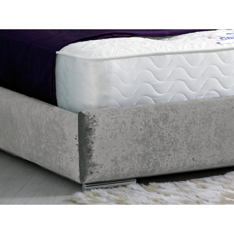 Uma Upholstered Bed, Silver Crush Velvet, Kingsize (5')