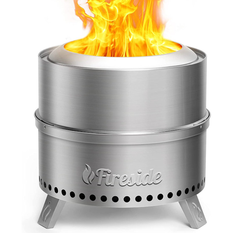 TURBRO 19 Inch Stainless Steel Smokeless Fire Pit with Stand