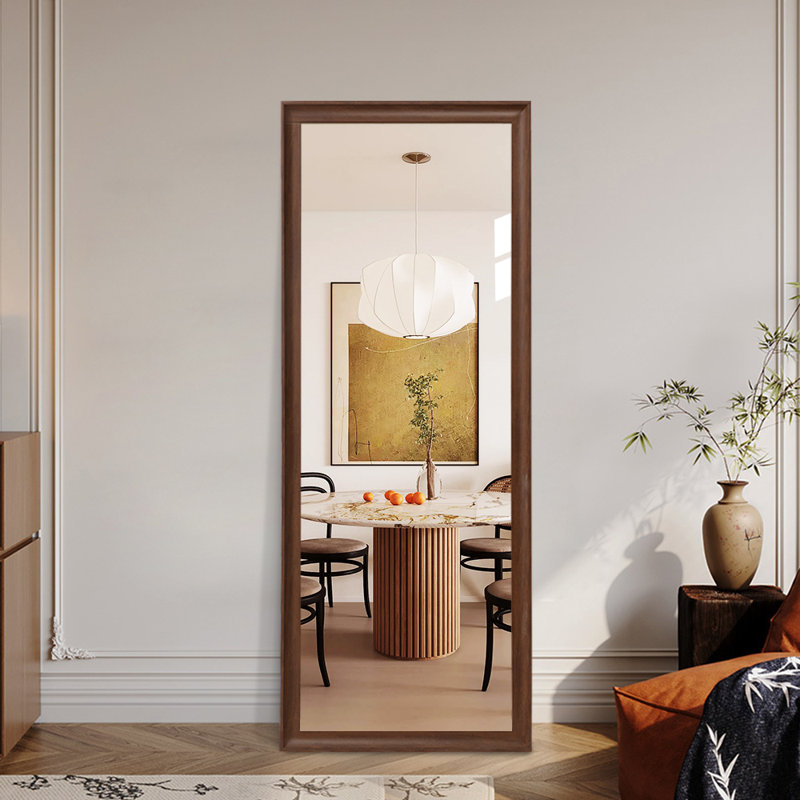 Rustic Full Length Mirror – Wall Mounted or Freestanding, Shatter-Resistant Wooden Frame for Bedroom & Entryway, 67" x 25"