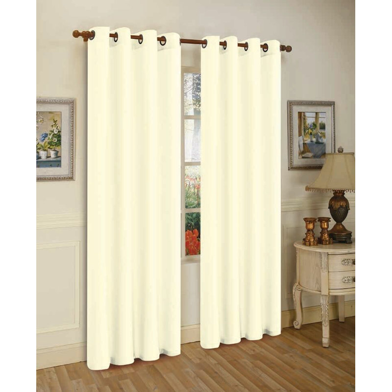 Mira Solid Semi-Sheer Grommet Curtain Panel Set, Ivory