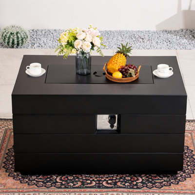 Foyer de table rectangulaire en béton au propane sans réservoir avec réservoir de carburant caché Padgett
